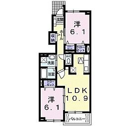 サンローザ・ヴイラA 2LDKの間取図画像