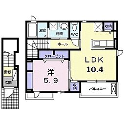 メゾンドカラン3 1LDKの間取図画像
