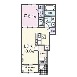BRIX宮城亘理 1LDKの間取図画像