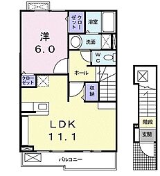 ブリーゼエス 1LDKの間取図画像
