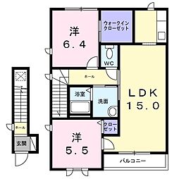 シャーメゾンきざきA 2LDKの間取図画像
