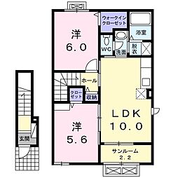 メゾンド・ラペB 2LDKの間取図画像