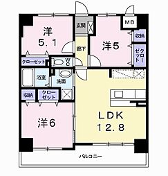スカイシャトレ空港南 3LDKの間取図画像