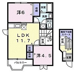 ビュウハイツ 2LDKの間取図画像