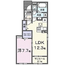 ヒカルサ高岡野村サウス2 1LDKの間取図画像