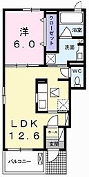 ヴィラ・プランドール2 1LDKの間取図画像