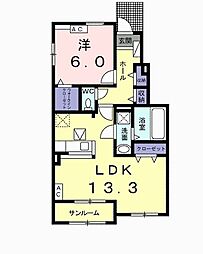 ロイヤルオアシス1 1LDKの間取図画像