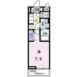 ゴールドプレイスA 1Kの間取図画像