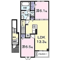 ガーデンハウス富津II 2LDKの間取図画像