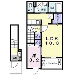 ラテ ルーナ 1LDKの間取図画像