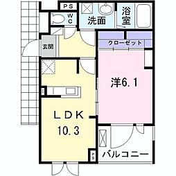 ラヴィエール 1LDKの間取図画像