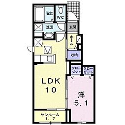 ウイング　Ｃ 1階1LDKの間取り