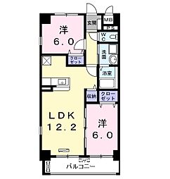 フルール 2LDKの間取図画像