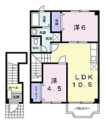 エスポワール古国府B 2LDKの間取図画像