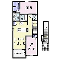 イリーデディーオカーサ 2LDKの間取図画像