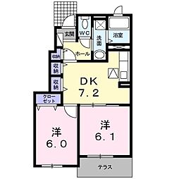 ドリームTHK 2DKの間取図画像