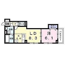 エスポワール立葉 1LDKの間取図画像