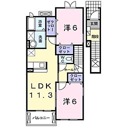 イストワールA 2LDKの間取図画像