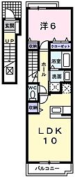 アンジュ・プロムナード 1LDKの間取図画像