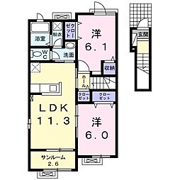 メゾンドアンジュ2A 2LDKの間取図画像