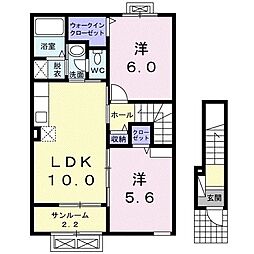 メゾンビュー6 2LDKの間取図画像