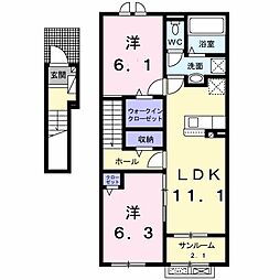 ランス A 2LDKの間取図画像
