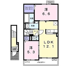 グレイス西寺 2LDKの間取図画像