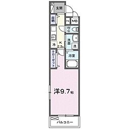 コンフィデンス 1Kの間取図画像