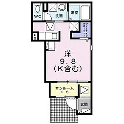 アクアプラ末武上 I ワンルームの間取図画像