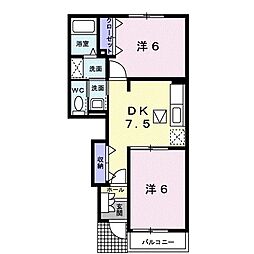 シェモア・長田S 2DKの間取図画像