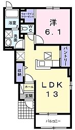 ソレイユ2 1LDKの間取図画像