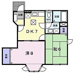 サニープレイス大峯 2DKの間取図画像