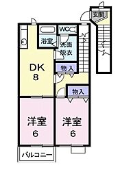 メゾンド・ストリームB 2DKの間取図画像