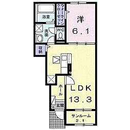 ベルフラワーB 1LDKの間取図画像