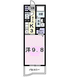 カルム・ソレイユ 1Kの間取図画像
