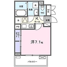 リビオコート 1Kの間取図画像