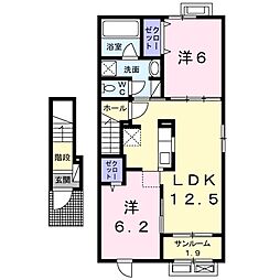 エムティハウス3 2LDKの間取図画像
