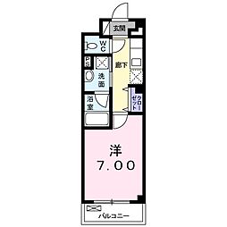 カーサイリーデニシノ 1Kの間取図画像