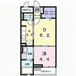 アンジュグリシーヌ 1DKの間取図画像