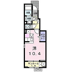 フォンテーヌ・ド・ソレイユ ワンルームの間取図画像