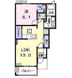 ラヴァーズ　Ｅ 1階1LDKの間取り