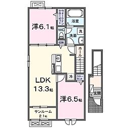 ウエスタン・ヴィラ2 2LDKの間取図画像
