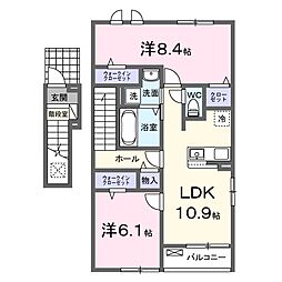 ヴィラ　ＴプラスＨ　I 2階2LDKの間取り