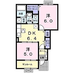 オルテンシア1 2DKの間取図画像