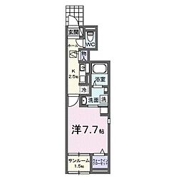 セピア3 1Kの間取図画像