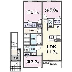 ホーク・FTII 3LDKの間取図画像