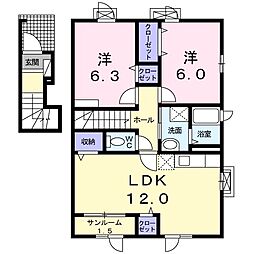 ヴィラージュ7 2LDKの間取図画像
