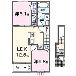 シャルマン 今治 2LDKの間取図画像
