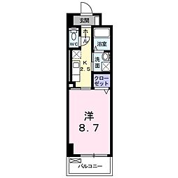 プルミエールレーブ 1Kの間取図画像