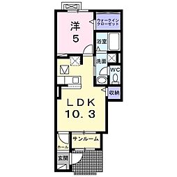 シャルマンIII 1階1LDKの間取り